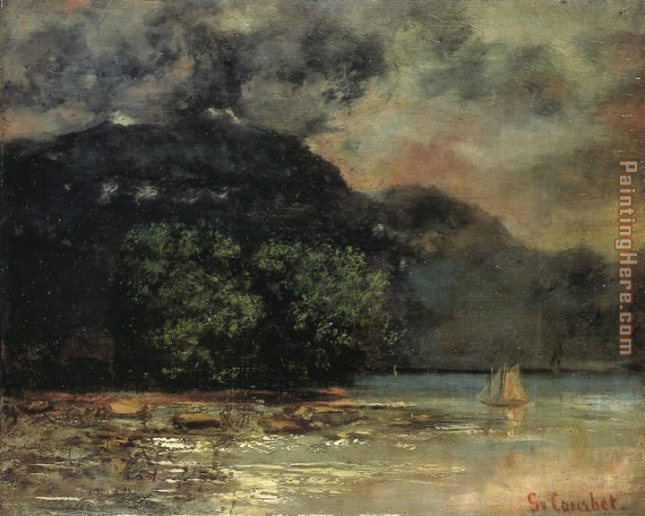 Lake Geneve before the Storm painting - Gustave Courbet Lake Geneve before the Storm art painting